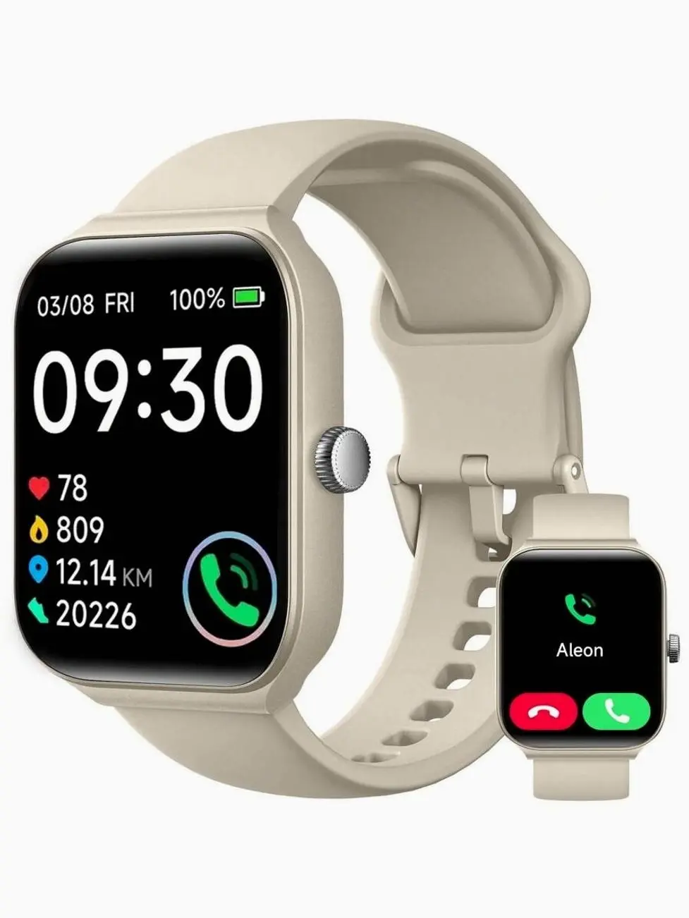 Unisex 1.95-Inch Smart Watch with Wireless Calling, Voice Assistant, Activity Tracking, Sleep Tracking and Sports Functions