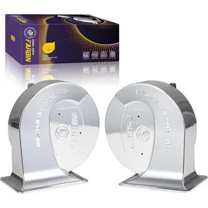 Car Horn for Truck 12V Motorcycle Horn Chrome Electric Snail Horns Waterproof Train Horns High Low Tone for Car Motorcycle Truck SUV (Silver)