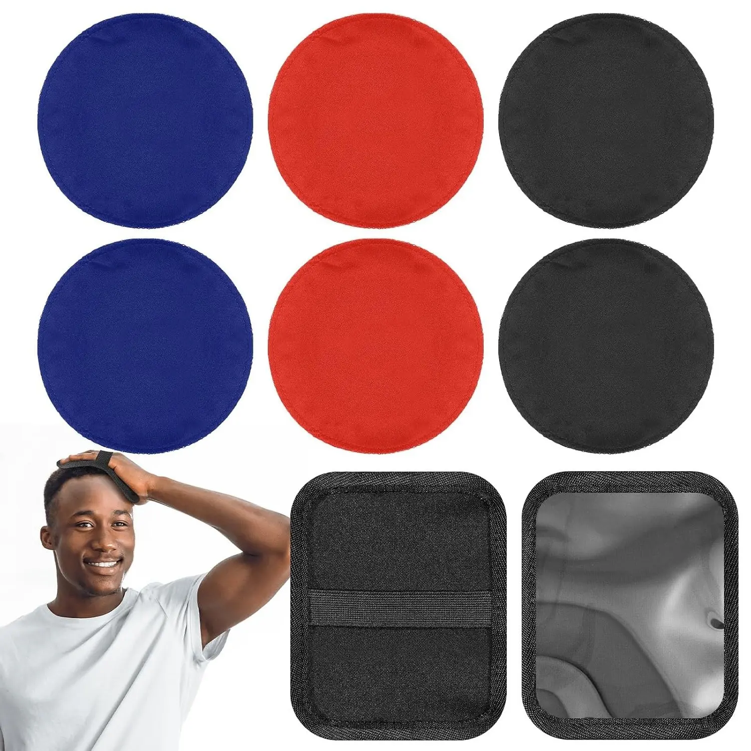 6 Pcs 4.5 Inch Crown Patch for Waves Laydown 360 Waver's Compression Rapid Waver's Crown with 1 Pcs Waves Training Pad (Black, Blue, Red)