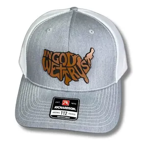 In God We Trust Hat – USA Map Patch Hat – Custom Laser Engraved Trucker, Fitted, or Ponytail Cap