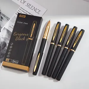 5-Pack Fashion Gold Gel Pens Set, 0.5mm Fine Tip, High Capacity Smooth Writing, Durable Plastic Design, Office School Professional Use