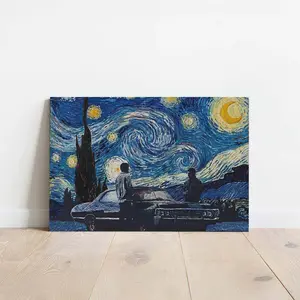 Retro Aesthetic Supernatural Poster American Tv Series Supernatural Starry Night Van Gogh Wall Art Print Decor Poster