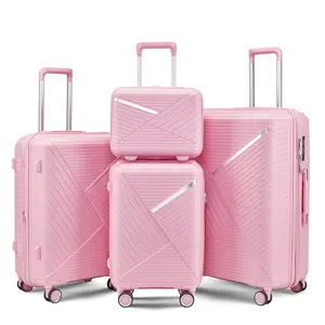 Luggage Sets 4 Piece(14/20/24/28), Expandable Lightweight Suitcase with 4 Double 360 Degrees Mute Spinner Wheels PP Materials Durable TSA Lock