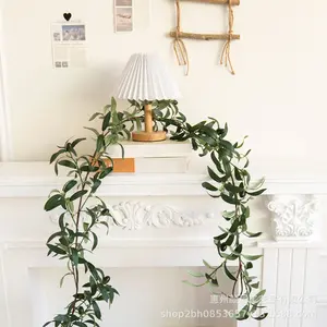 Simulated olive leaf vine-like artificial greenery vine for home fireplace decoration, outdoor garden, wedding backdrop, display piece