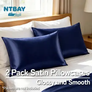 NTBAY Satin Pillowcases, Set of 2 – Smooth, Cooling & Breathable for Hair and Skin with Envelope Closure