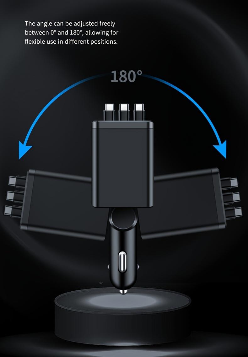 7-in-1 Car Charger — Retractable 3-in-1 Cable (Lightning + Built-in Type-C), PD 66W Fast Charging, and USB Port; Features Smart Chip Protection and Digital Voltage Monitoring; Widely Compatible with iPhone, Samsung, and Huawei Devices.