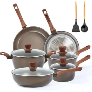 12 count Pots and Pans Set, Nonstick Cookware Sets, Non Stick Pots and Pan Set with Frying Pans, Saucepans, Steamer  Shovel Spoon