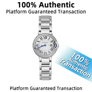 Cartier Ballon Bleu W69010Z4 with aftermarket diamond-set bezel  28mm  White dial Stainless steel with aftermarket diamonds Quartz movement WHP038835