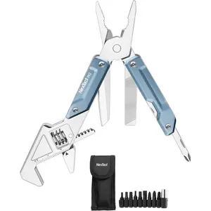 W2, 8 in 1 Multi Tool with Wrench, Pliers, Knife, Screwdriver and File, Multi-Tool with 9 in 1 Bits Set and Nylon Sheath for Cycling Maintenancen, Repairs