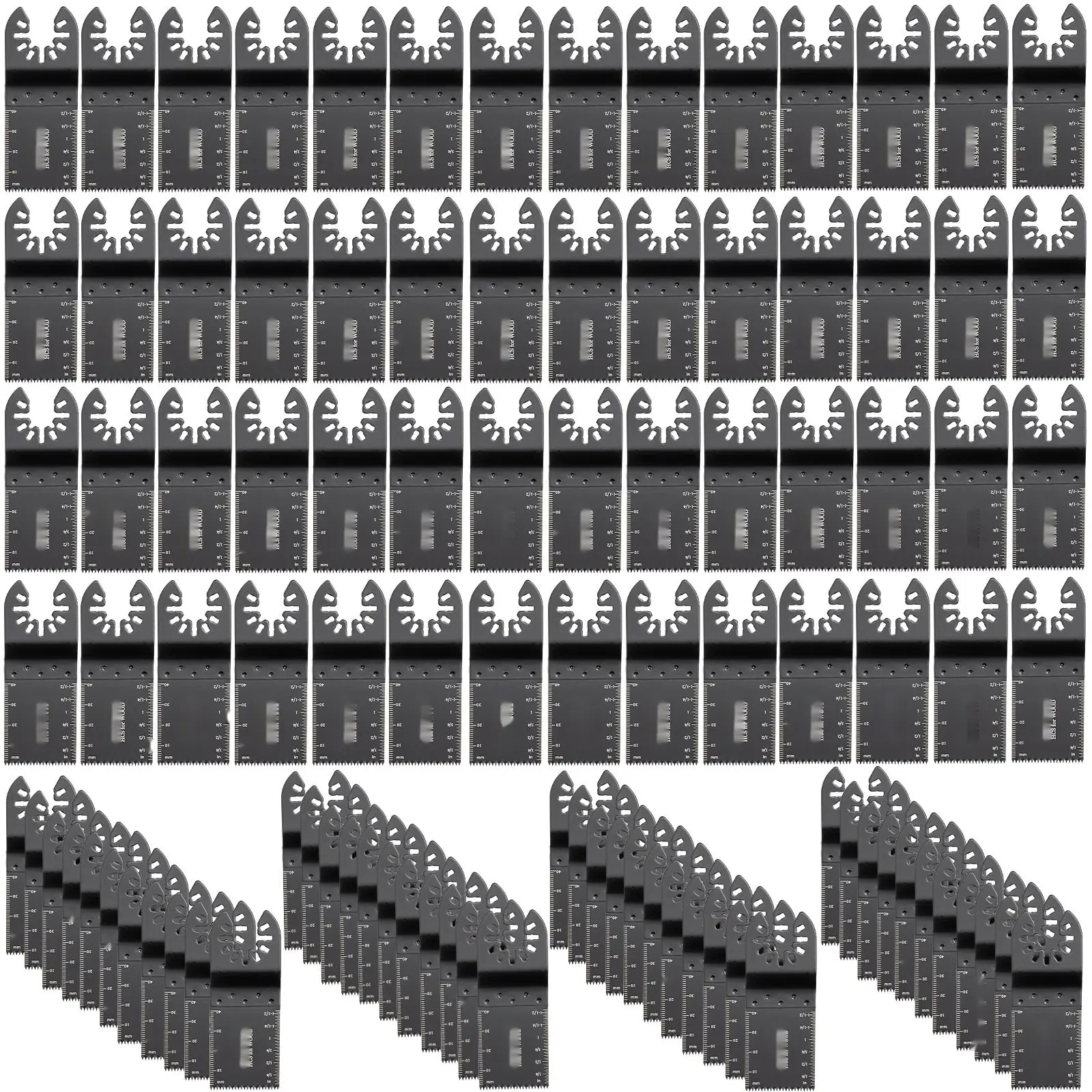 100 Pcs Oscillating Saw Blades Set, Quick Release Multitool Blades Kit, HCS Tool Blades For Wood And Plastic, Compatible With Dewalt Dremel Fein Worx Bosch Makita Milwaukee, Universal Fit, Durable Steel Blades