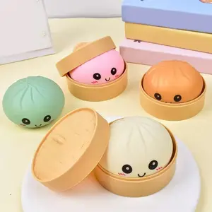 BloomFit Dumpling Squishies Glitter Mystery Box, Colorful Dumpling Stress Balls Fidget Sensory Toys, Easter Basket Stuffers with Steamer Stretchy Desk Toys, Stress Relief Squishy
