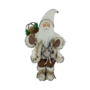 Northlight 12"Standing Snow Lodge Santa Figure with a Lantern