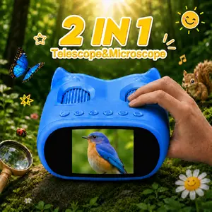 ASPOVEN Two-In-One Kids Telescope&Microscope 3M-1000M Distance Telescope  Magnification 4K Microscope Manual focus Type-C Powered STEM Device for 3-12 Years Boys Girls , summerwins
