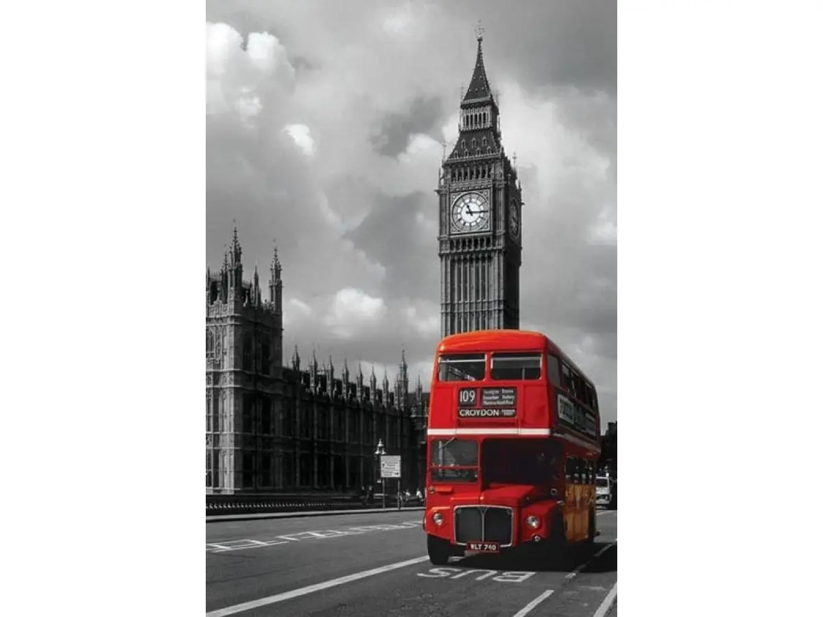 Pyramid Posters XPE159734 London - Red Bus Poster Print, 24 x 36