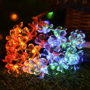 [Hot selling] Solar cherry blossom LED light string, outdoor waterproof transparent decorative lights suitable for courtyards, gardens, weddings and gatherings