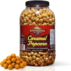 Stonehedge Farms Caramel Flavored Popcorn | 32 oz Large Tub | Perfect for Holidays and Christmas | Bulk Gourmet Popped Sweet Snacks | Made in the USA
