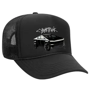 Black Threadz Tesla Cybertruck Black Trucker Hat - Truck Cap, Ideal for Men, Iconic Design, Sports & Outdoor Accessory