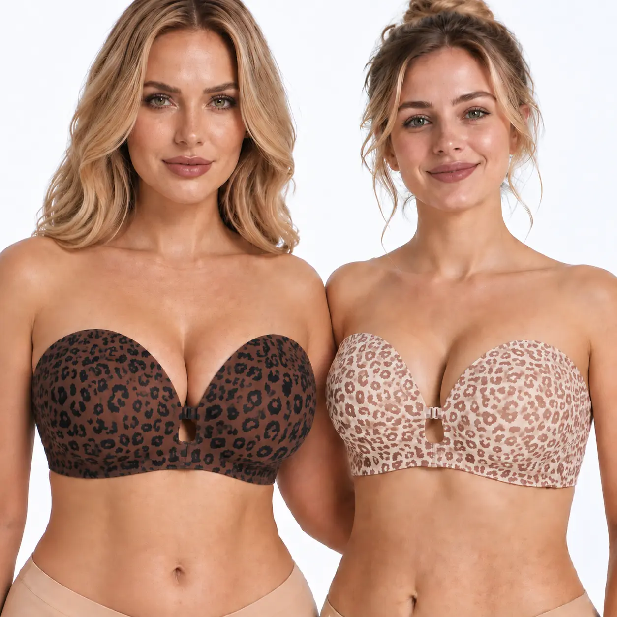 SayRest Womens Strapless Front Closure Bra Push Up Lift Bra Padded Add Cup Non Slip Anti-Slip Grip & Removable Straps Fit Outfits Wireless Supportive Seamless Comfortable