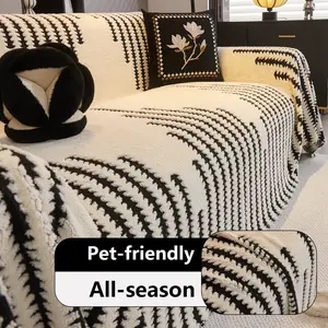 1 Count Minimalist Soft Plush Sofa Cover for All Seasons, Sofa Slipcover, Non-Slip Dust and Cat Scratch Resistant, Reusable Couch Protector