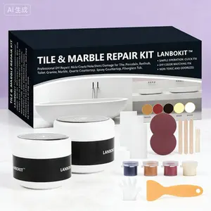Professional Repair Kit for Tile, Granite, and Marble Surfaces, 3.7 OZ Tub and Shower Repair with Strong Adhesion, Porcelain Stone Fix for Cracks, Holes, Chips, Scratches, Dents, Color-Matching Solution, Durable Fiberglass Reinforced