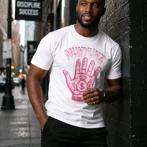 Munyunz Drip co Large print graphic T shirt pink/red logo