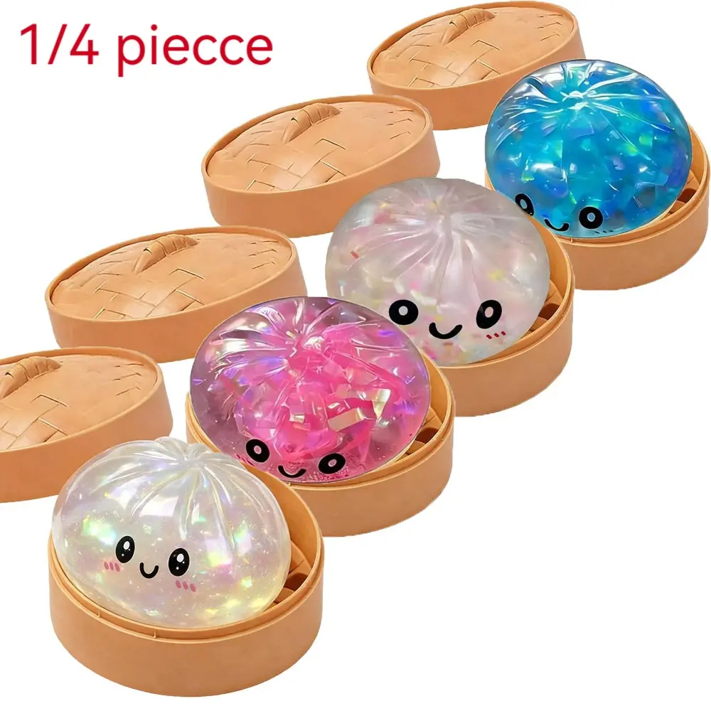 Colorful Cute Baozi Squishy Toy, Decompression Squishy, Bun Fidget with Steamer Storage, Educational Stress Relief Desk Decor, Gift for Holidays and Birthdays