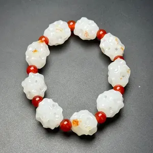 A1330 Chinese Hetian Jade Original Stone Beads Bracelet