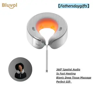 【Fathersdaygifts】Bluvol Nest 10 Ultra Immersive Heated Neck Massager, Therapist-Style Deep Tissue Pain Relief, 360° Spatial Audio, Cordless Massager for TV Watching, Gaming, Office Work, Birthday Gift