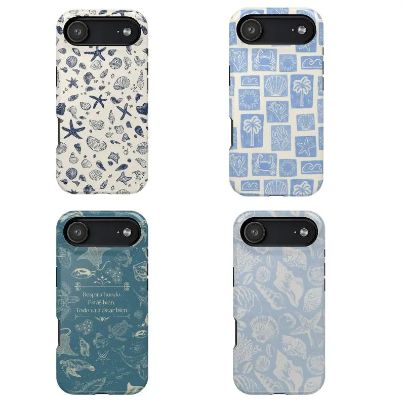 Ocean Aesthetic Phone Case Collection – Seashell, Starfish & Beach Inspired Phone Covers with Minimal Coastal Blue Design  Cover for IPhone 17 16 15 14 13 12 SE Max Pro