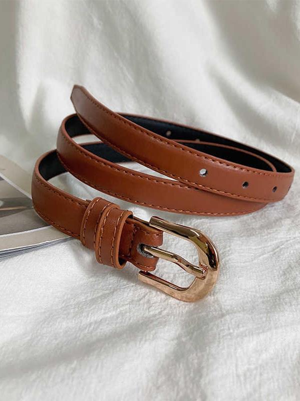 Women's Minimalist Casual Plain Color PU Leather Belt, Vintage Trendy Belt, Fashionable Versatile Belt for Jeans & Dress Decoration