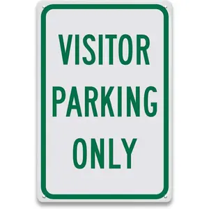 Visitor Parking Signs for Outside - 8 x 12 inch Metal Aluminum Visitor Parking Only Sign for Outside, Rust Free Aluminum-UV Protected and Weatherproof