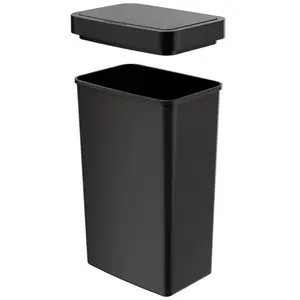 Mainstays 13.2 Gallon Kitchen Sensor Trash Can, Plastic Motion Sensor Kitchen Trash Can, Black