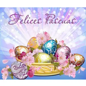 1PC  Diamond Painting Happy Easter Diamond Painting Kit, Exquisite Pattern with Decorative Eggs and Cherry Blossoms, DIY Full Drill Rhinestone Art for Home Wall Decor and Holiday Gift