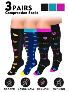 Plus Size Compression Socks for Men & Women, 20-30mmhg Wide Calf Booster Socks for Circulation, Running, Nurses, Pregnant Women
