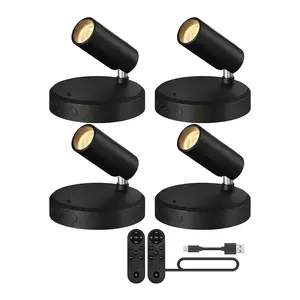 Spotlights Indoor with Remote 5500mAh Rechargeable Picture Lights Wireless LED Uplighting with Timer Dimmable 3CCT Mini Plant Spot Lights for Painting Artwork 4 Pack Black shower lamp