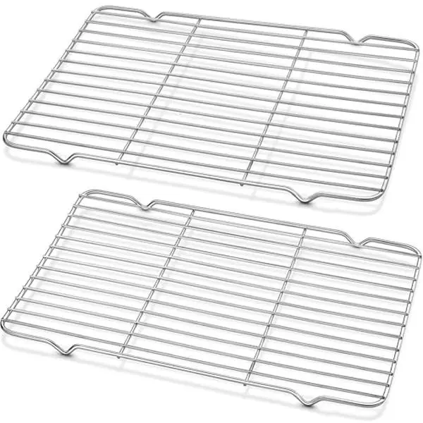 Stainless Steel Cooling Racks, 2-Pack 10×15 In Rectangular Sturdy Smooth Racks, Oven-Safe for Baked Goods, Compatible with Baking Pans, Roasting Cookies & Cakes