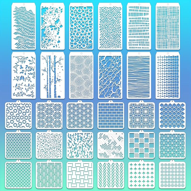 30Pcs Reusable Abstract Layering Stencils – Geometric & Christmas Spray Paint Templates for Wall, Canvas & DIY Crafts