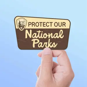 Protect Our National Parks Magnet Car, Classic Park Entrance Sign Decal, Public Lands Conservation Sticker, Cool Gift for Hikers and Campers