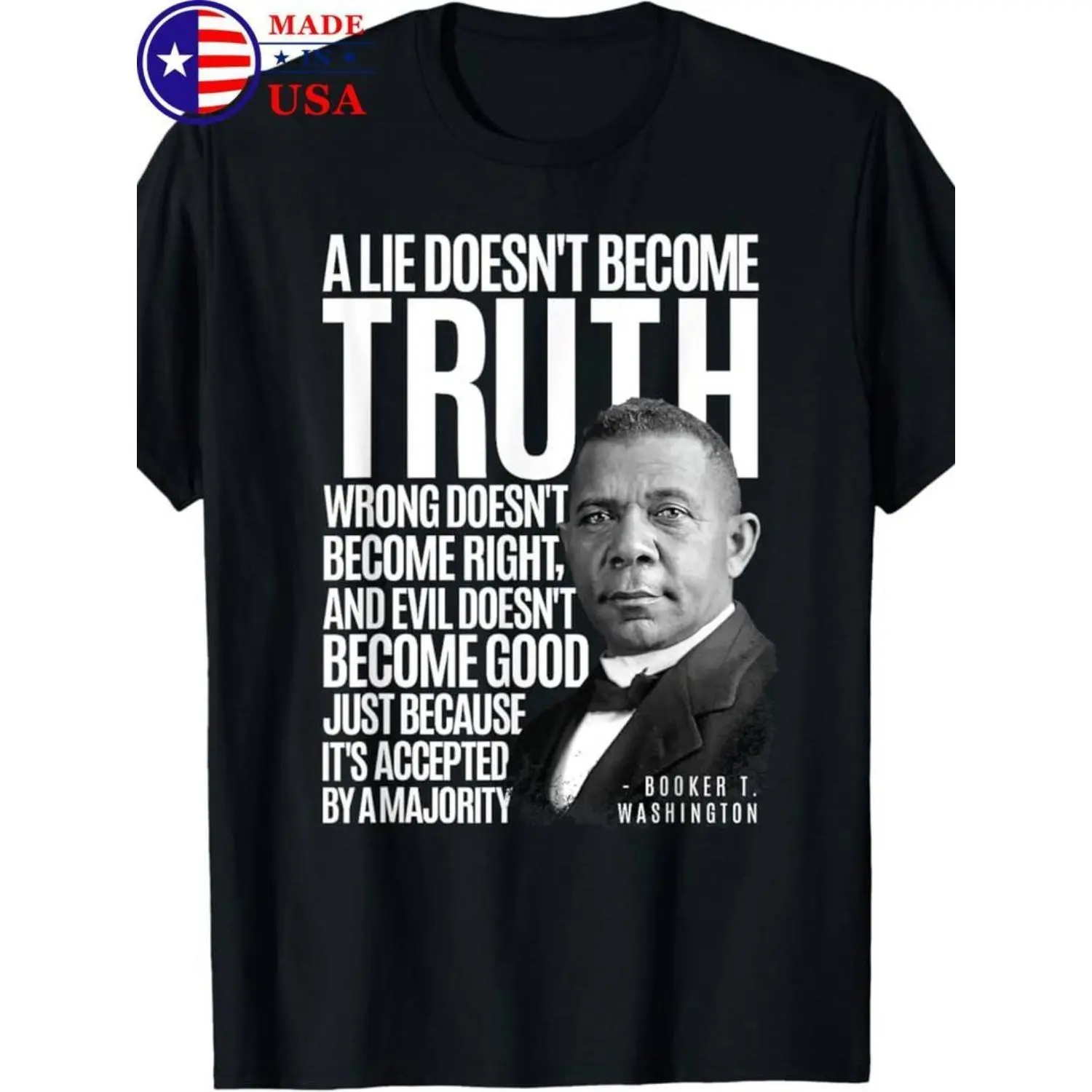 Vintage Booker T. Washington Quote Summer T-Shirt, 100% USA-Made Cotton Tee