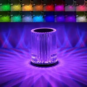 Viral Aesthetic Crystal Night Light, Room Tour Dorm Essential Rechargeable Cordless 16 RGB Colors Touch Remote Control Lamp, 3 Brightness Levels Multi-use Portable Mood Light for Bedroom Dining Camping Party, Housewarming Gift New Home Apartment Decor