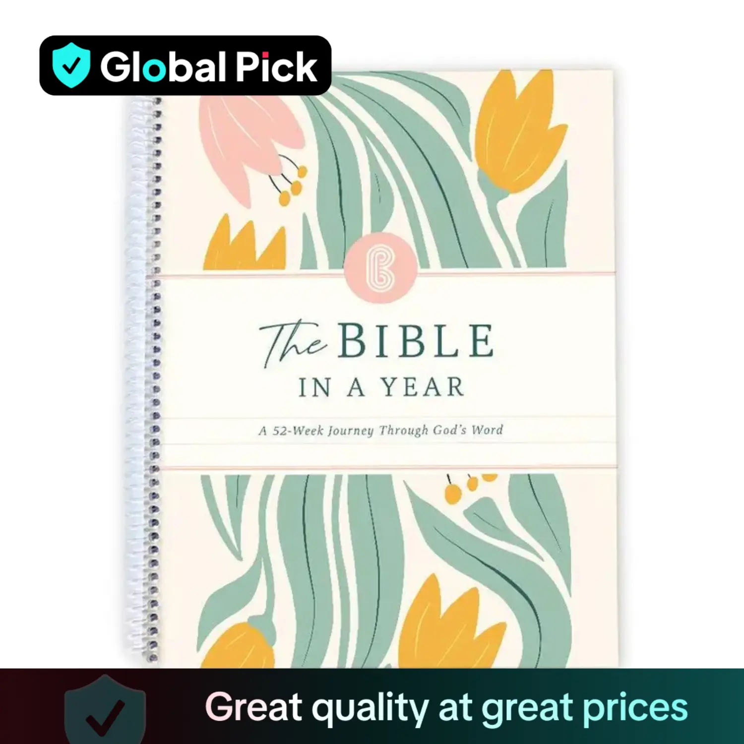 The Bible in A Year: A 52-week Study Plan with God's Word, Spiral Bible Study Guide for Woman & Man, Bible Study Plan, Weekly Planner, Planner Noteboo