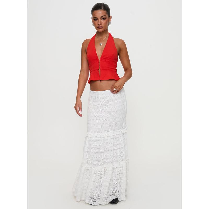 Buttacupe Lace Maxi Skirt White