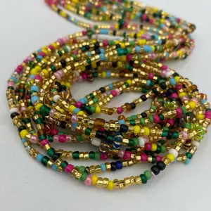 Multicolored Waist Beads – Tie-On, Plus Size Friendly (50”) – African Waist Beads, Body Jewelry – Add to Cart, Buy Now – Price Per Item