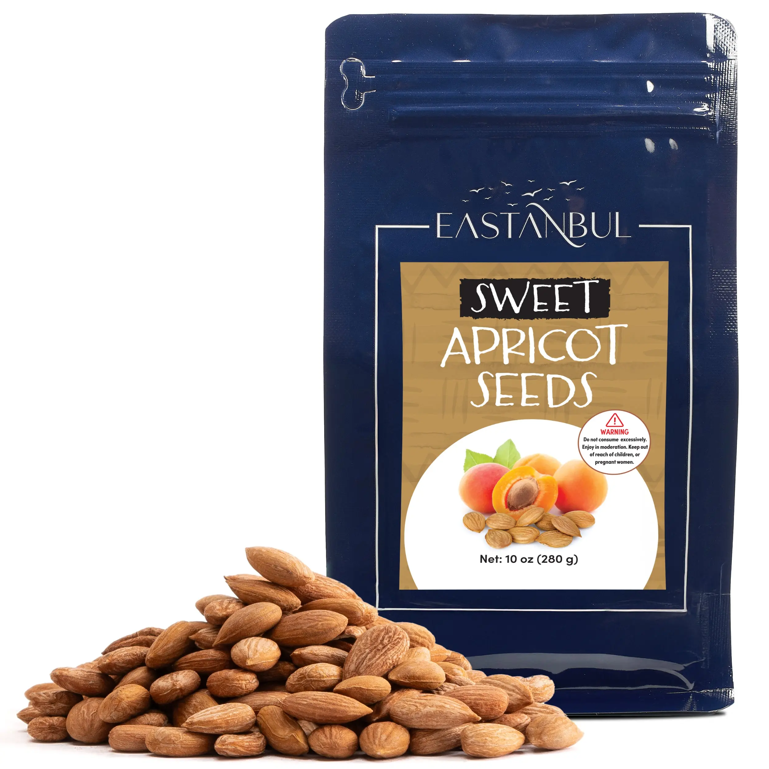 Eastanbul Sweet Apricot Kernels, 10oz, Natural Apricot Seeds from Turkey, Mild Nutty Snack, Vegan, Non-GMO