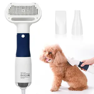 3-in-1 Pet Hair Dryer & Slicker Brush for Dogs & Cats Portable Quiet Adjustable Temp Overheat Protection with Interchangeable Comb Heads & 3-Speed Customization