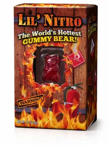 Lil’ Nitro Gummy Bear Very Hot World's Hottest Gummy Bear Infused with Capsaicin Extract for Extreme Spice Lovers and Thrill Seekers Compact Packaging Ideal for Parties and Gifting - Candy, Snack