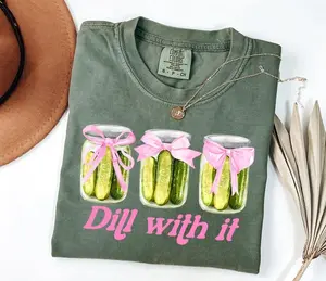 Funny Dill With It Pickle Shirt, Cute Pickle Lovers Tee, Coquette Pickle Jars Sweatshirt, Cute Women Gift