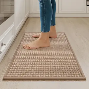 YDKGL Kitchen Rugs Mat Non Slip Washable, Super Absorbent Kitchen Mats for Floor, Rubber Backing Soft Braided Standing Floor Mats Sink Mat Runner Rug, Easy to Clean and Maintain, Brown 17x30