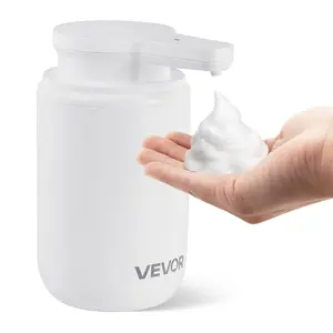 VEVOR Automatic Touchless Hand Soap Dispenser, Waterproof Rechargeable 300ml/10oz Pump with 2 Adjustable Levels, Modern Liquid Foam Container with Indicator for Bathroom, Kitchen, White