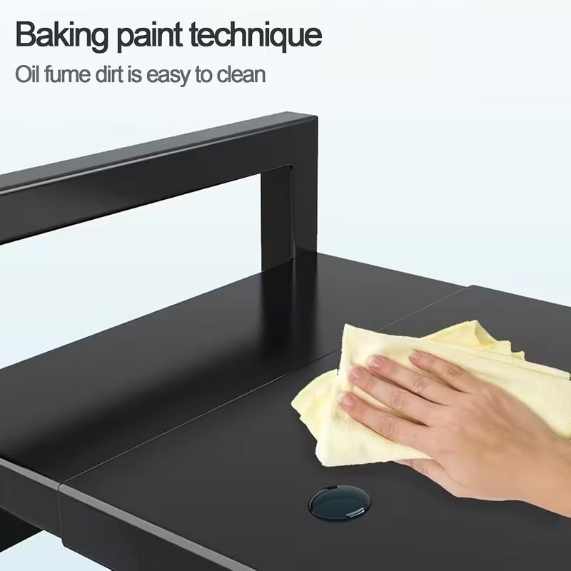 NETEL 2 Tier Expandable Microwave Shelf, Over Microwave Shelf, Worktop Stand, Kitchen Stand Up Oven, Microwave Rack with Hooks and Holder NETEL